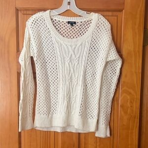 Apt. 9 Women's Off White Open Knit Cable Knit Sweater Open Weave  Sz XS
